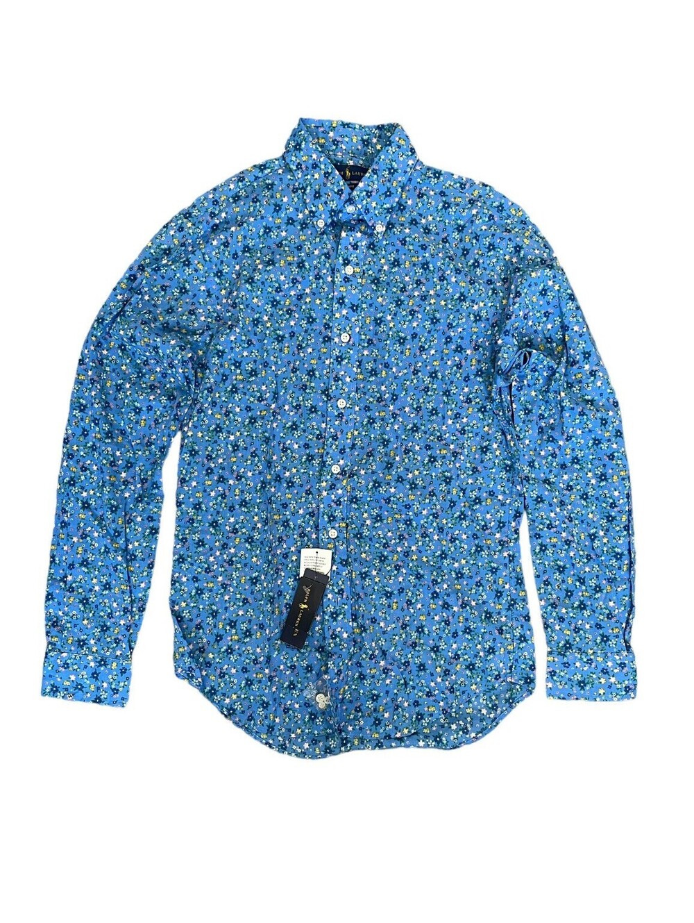 Ralph Lauren Slim Fit Blue Floral Button Long Sleeve Shirt Mens Size Small NEW